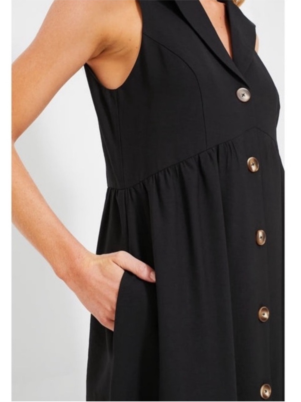 Pomander Place by Tuckernuck Black Jules Midi Dress Small Button Down Sleeveless - Picture 5 of 16